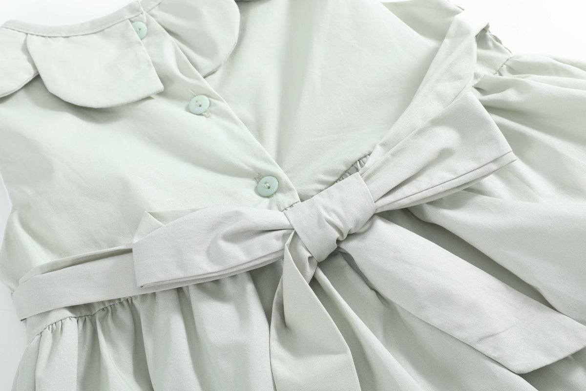 Sage Green Puppy Dog Petal Smocked Dress