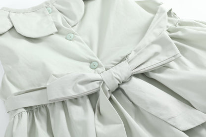 Sage Green Puppy Dog Petal Smocked Dress