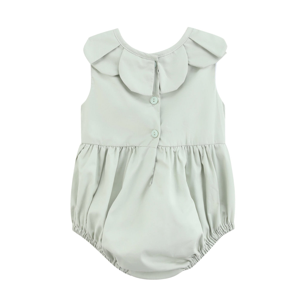 Sage Green Puppy Dog Petal Smocked Bubble Romper