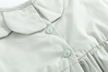 Sage Green Puppy Dog Petal Smocked Bubble Romper