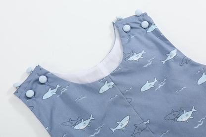 Shark Print Shortalls