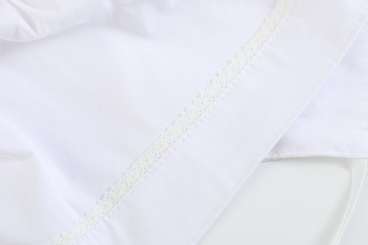 White Collared Button Romper with Bonnet