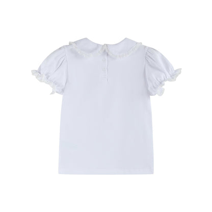 White Collared Lace Sleeve Shirt