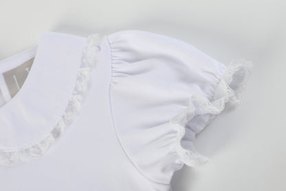 White Collared Lace Sleeve Shirt