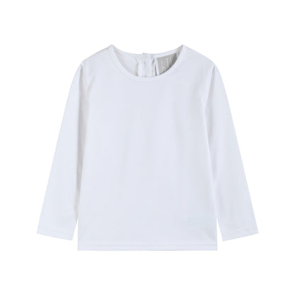 White Cotton Layering Girls Shirt