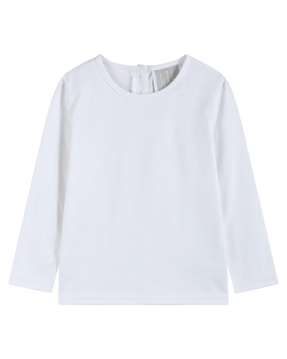 White Cotton Layering Girls Shirt