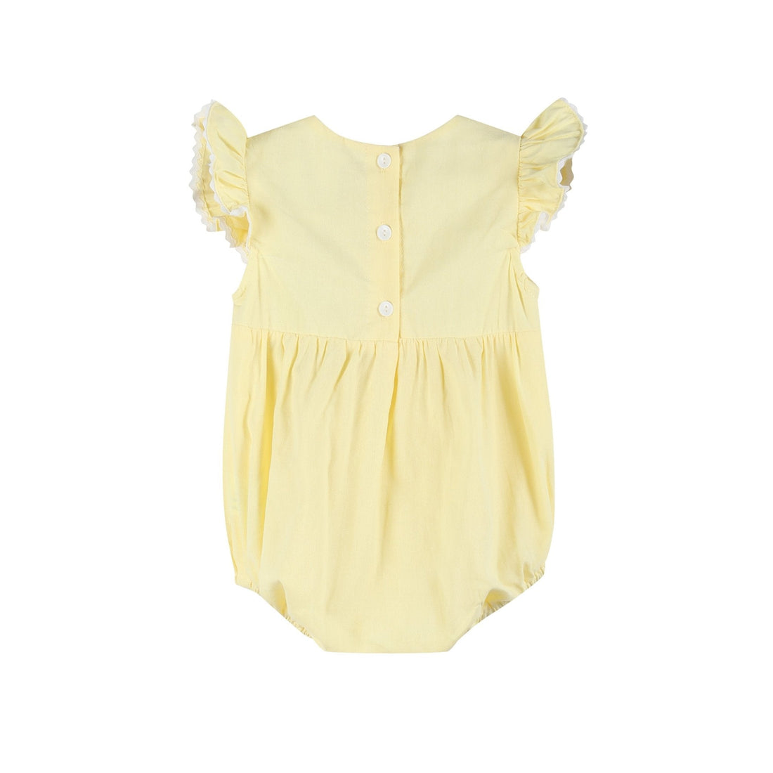 Yellow Daisy Pocketed Smocked Flutter Romper