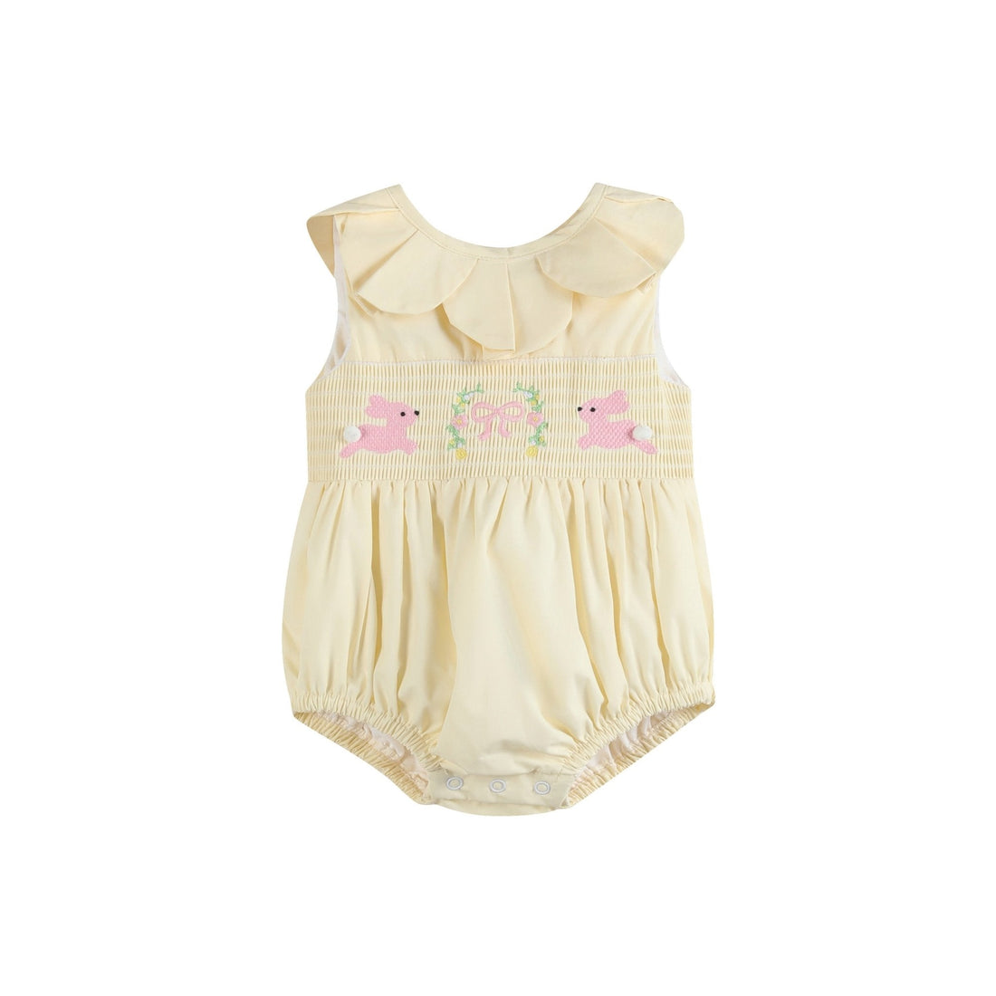 Yellow Petal Collared Smocked Bubble Romper