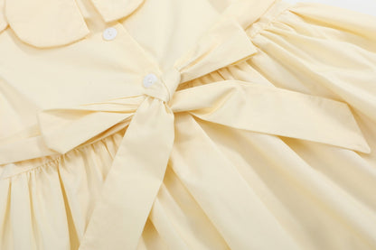 Yellow Petal Collared Smocked Dress