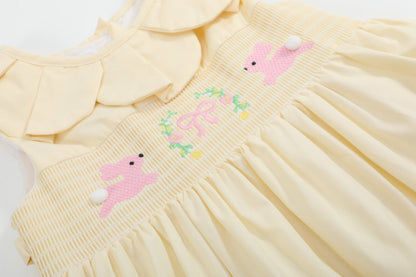 Yellow Petal Collared Smocked Dress