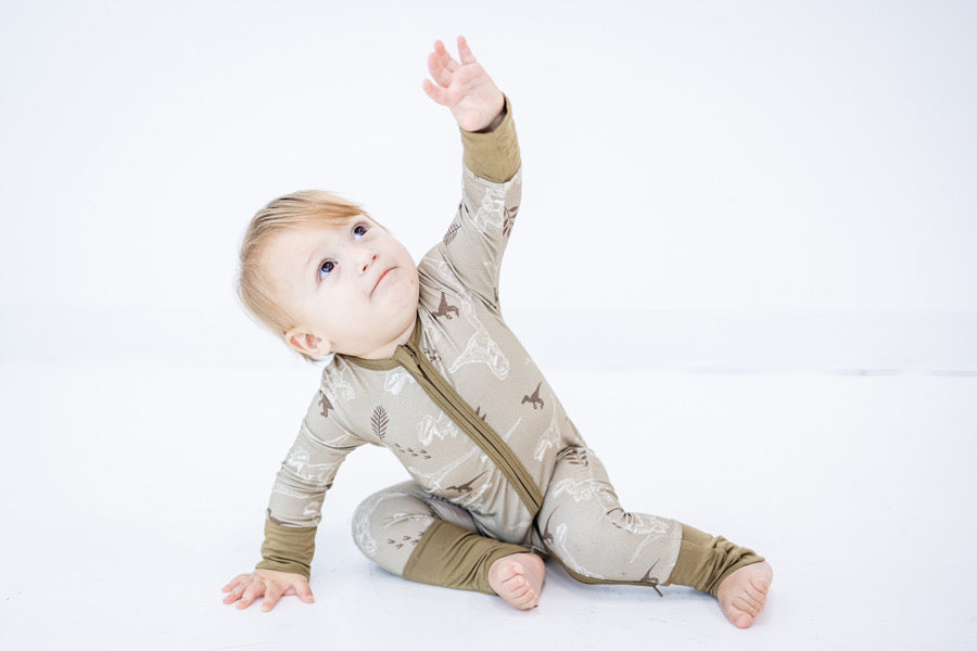 VelociNAPtor - Long Sleeve Zipper Sleep Romper - Gathering Littles