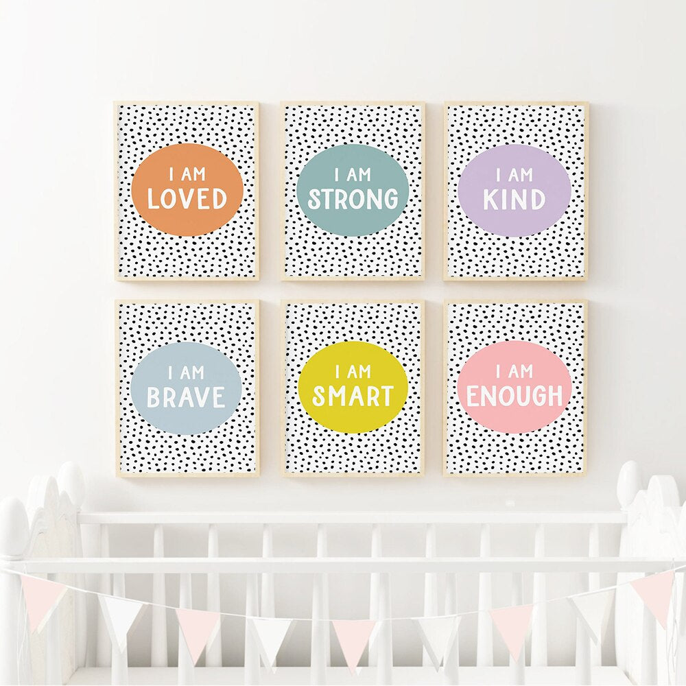 Positive Affirmations Quote Wall Art - Motivational Nursery Wall Art - Gathering Littles