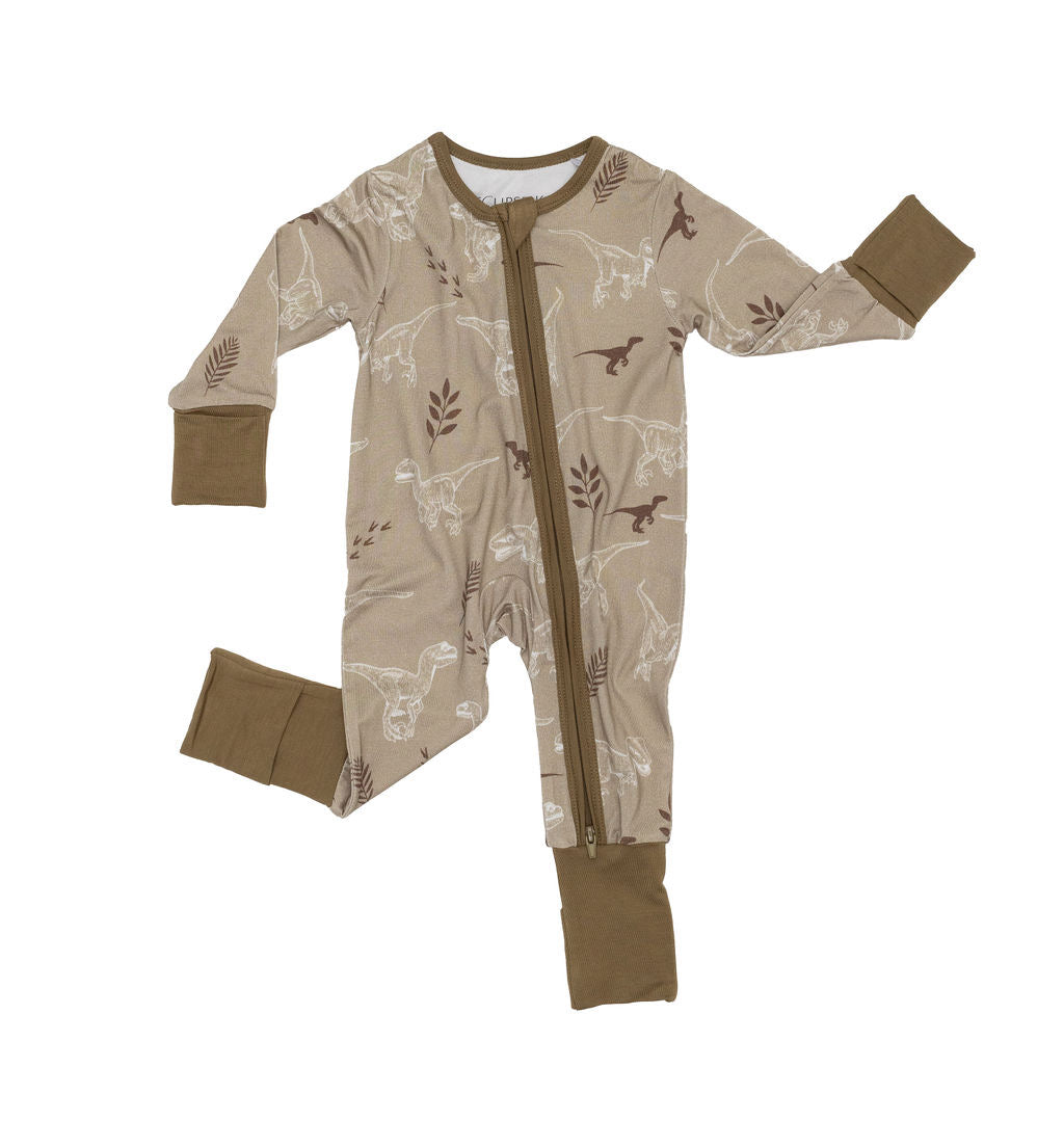 VelociNAPtor - Long Sleeve Zipper Sleep Romper - Gathering Littles