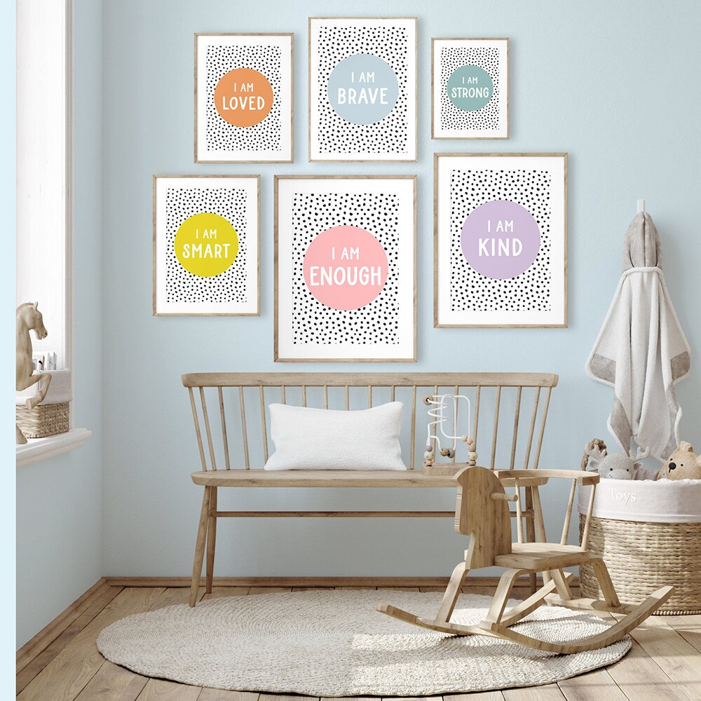 Positive Affirmations Quote Wall Art - Motivational Nursery Wall Art - Gathering Littles