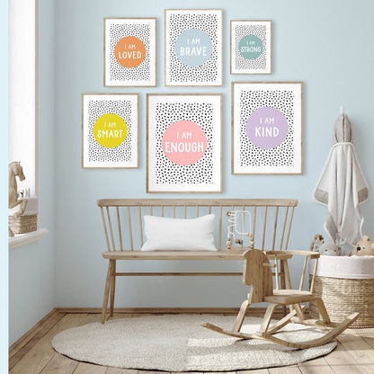 Positive Affirmations Quote Wall Art - Motivational Nursery Wall Art - Gathering Littles