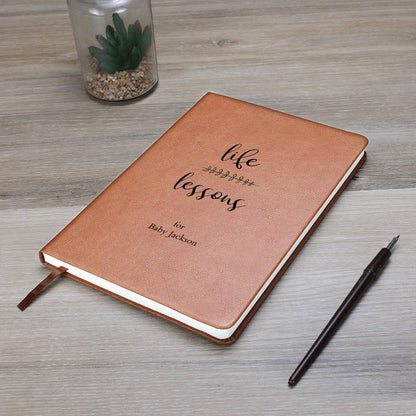 Personalized Leather Journal for New Parents, Personalized Gift for New Parent, Personalized Leather Journal Life Lessons, Sentimental Gift for New Parents - Gathering Littles