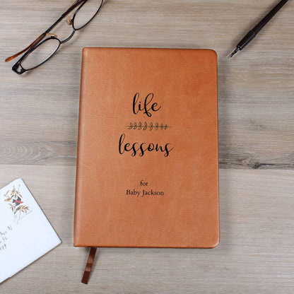 Personalized Leather Journal for New Parents, Personalized Gift for New Parent, Personalized Leather Journal Life Lessons, Sentimental Gift for New Parents - Gathering Littles