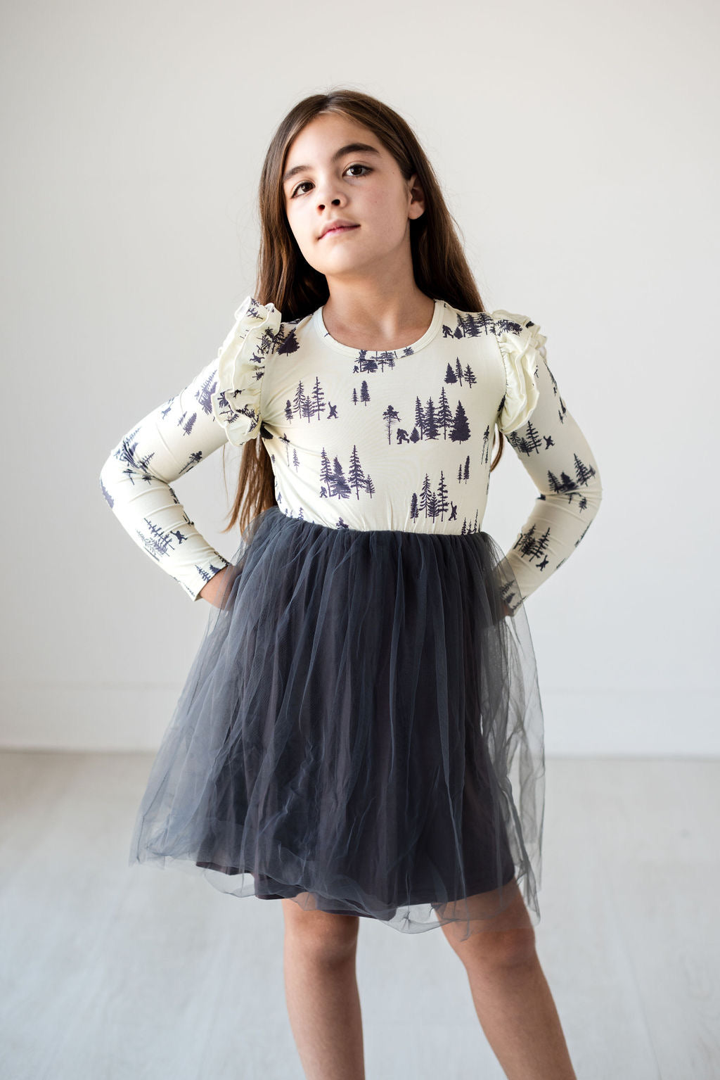 Long Sleeve Tulle Mountain Dress - Gathering Littles