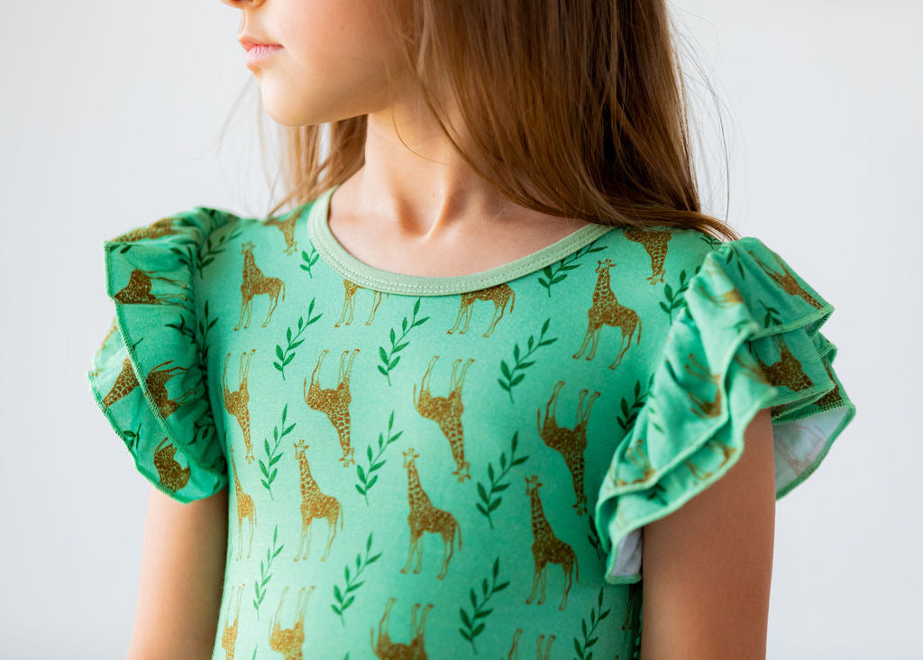 Flutter Sleeve Twirl Giraffe Dress - Gathering Littles