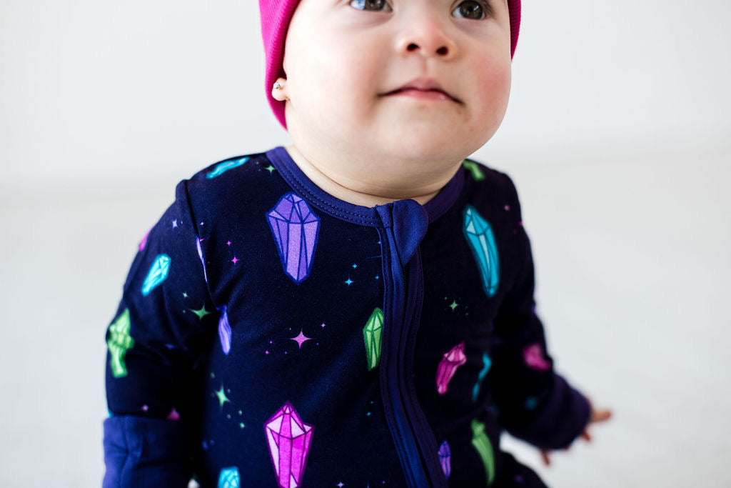 Crystals - Long Sleeve Zipper Sleep Romper - Gathering Littles