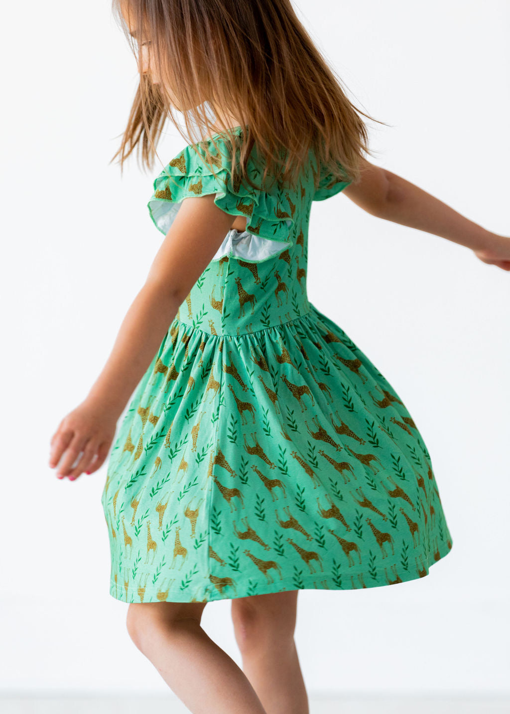 Flutter Sleeve Twirl Giraffe Dress - Gathering Littles