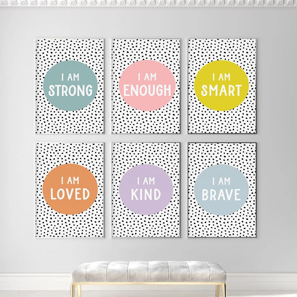 Positive Affirmations Quote Wall Art - Motivational Nursery Wall Art - Gathering Littles