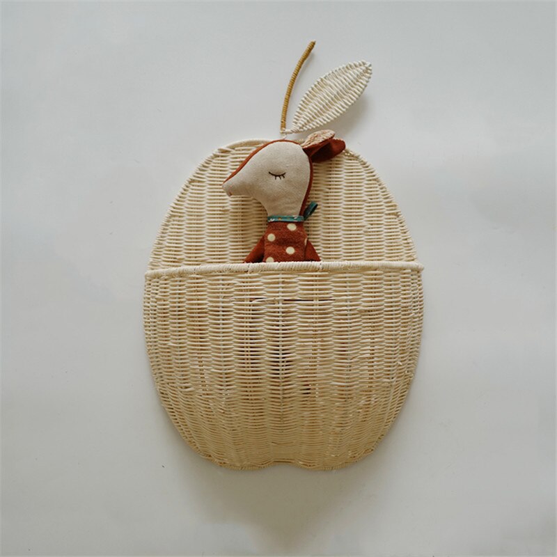 Rattan Apple/Pear Shape Wall Storage Basket - Wicker Organizer for Baby Nursery - Gathering Littles