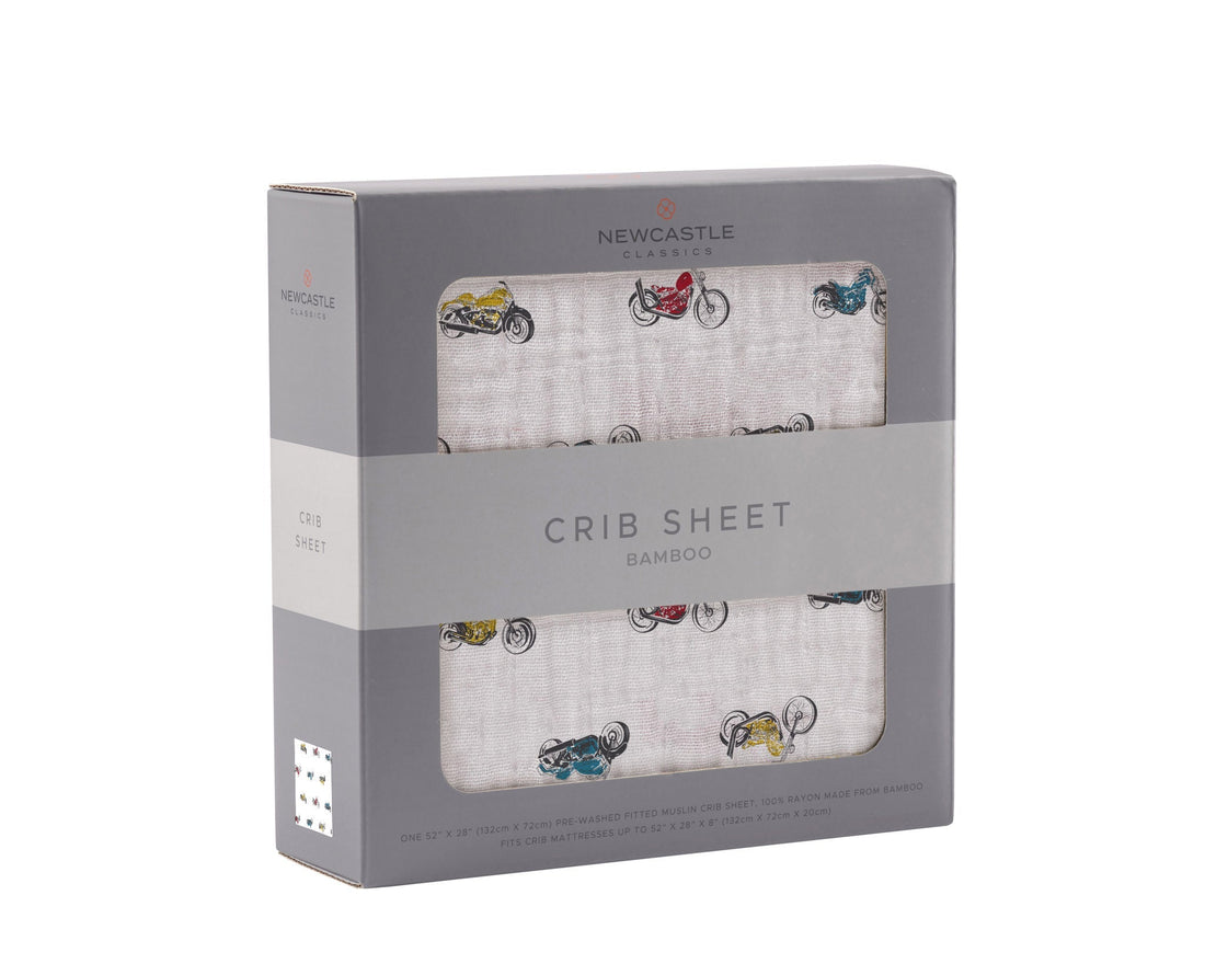 Vintage Motorcycles Bamboo Muslin Crib Sheet - Gathering Littles