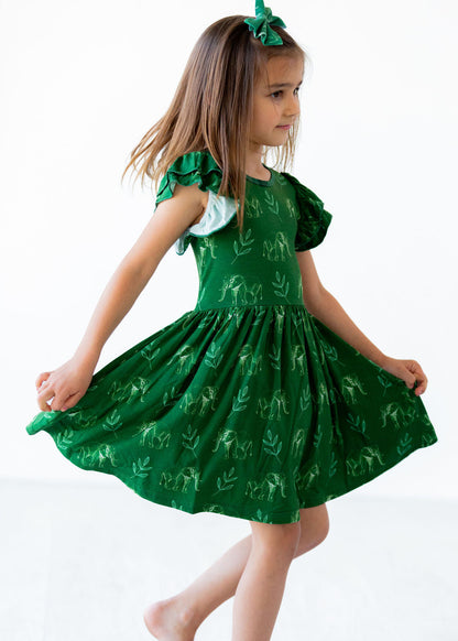 Flutter Sleeve Twirl Elephant Dress - Gathering Littles