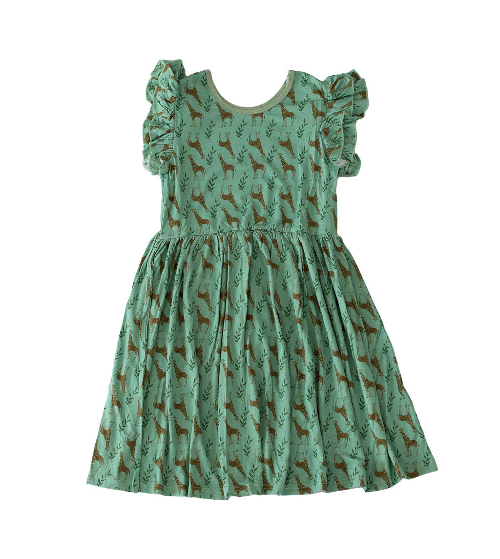 Flutter Sleeve Twirl Giraffe Dress - Gathering Littles