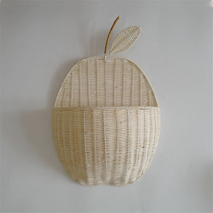 Rattan Apple/Pear Shape Wall Storage Basket - Wicker Organizer for Baby Nursery - Gathering Littles