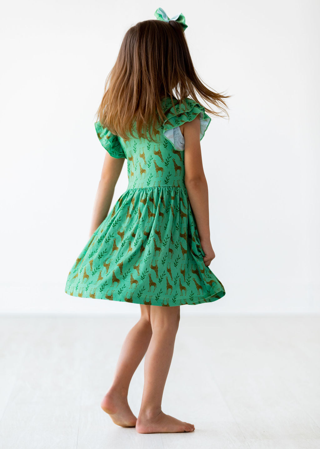 Flutter Sleeve Twirl Giraffe Dress - Gathering Littles