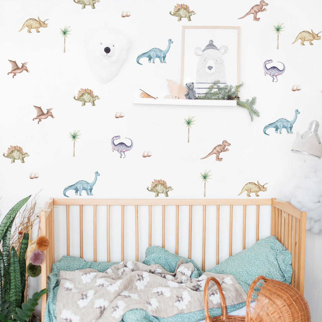 Watercolor Dinosaur Wall Stickers for Kids Room or Dinosaur Themed Nursery - Gathering Littles