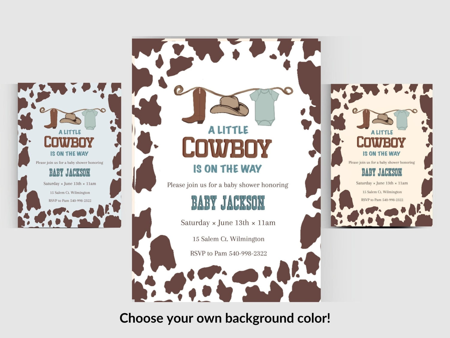 A Little Cowboy is on the Way Baby Shower Invitation Template