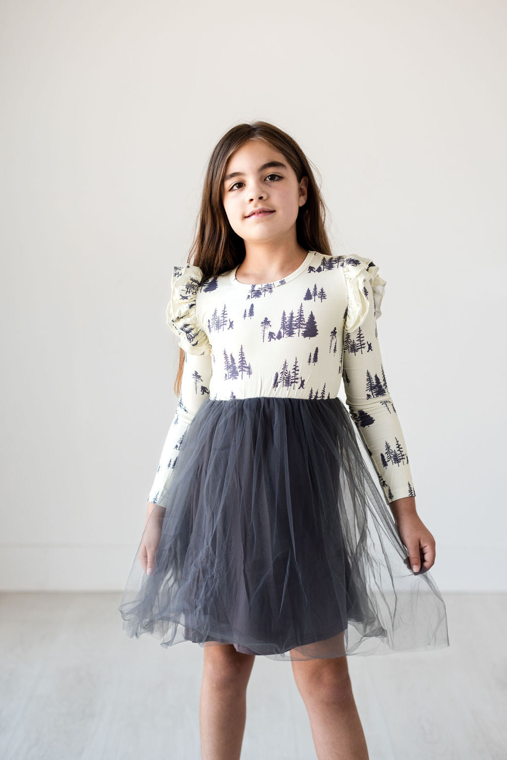 Long Sleeve Tulle Mountain Dress - Gathering Littles