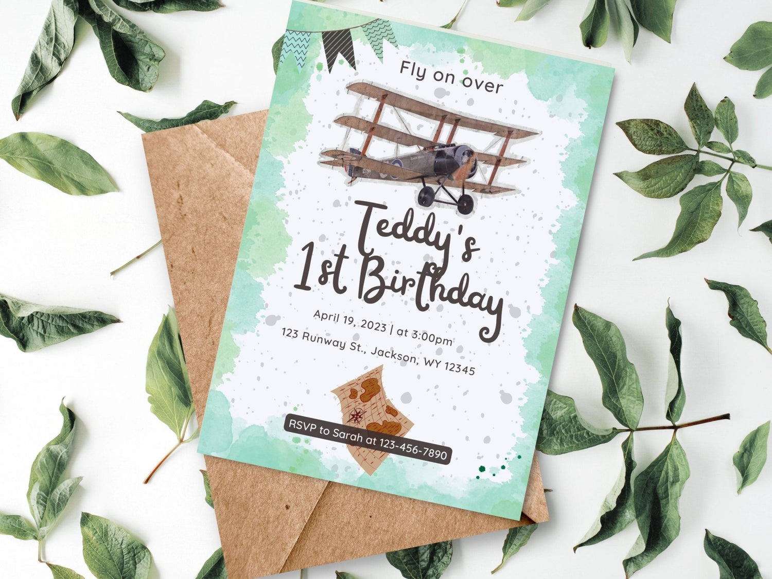 Airplane Birthday Invitation, Explorer Birthday Party, Baby Boy Birthday Theme, Children&