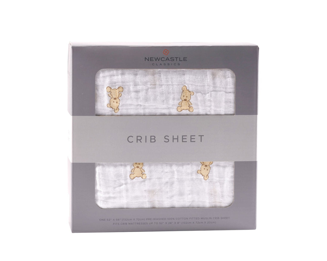 Teddy Bear Cotton Muslin Crib Sheet - Gathering Littles