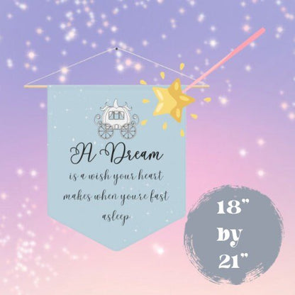Baby Girl Nursery Decor, &quot;A dream is a wish your heart makes&quot; Bedroom Bannerproduct_type