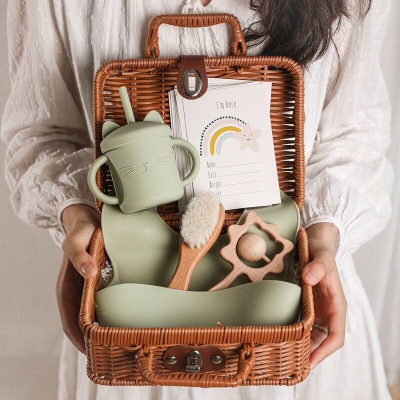Baby Tableware Box Set - Vintage Wooden Baby Gift Boxproduct_type## - Gathering Littles