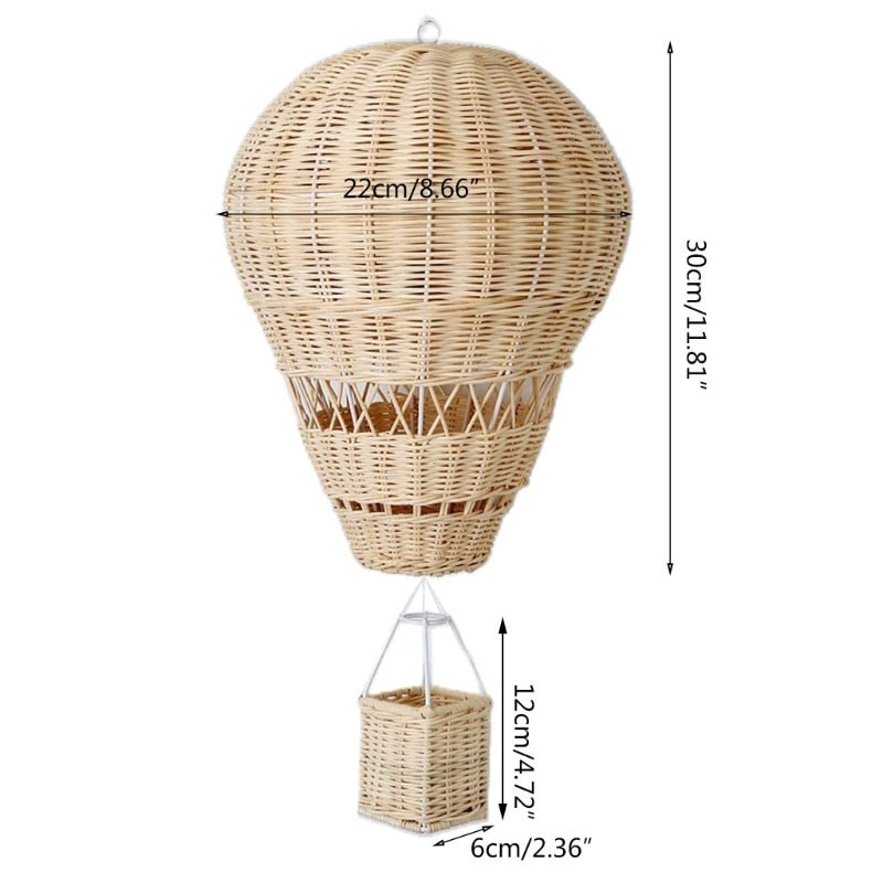 Boho Nursery Decor, Rattan Nursery Hot Air Balloon, Playroom Decorproduct_type