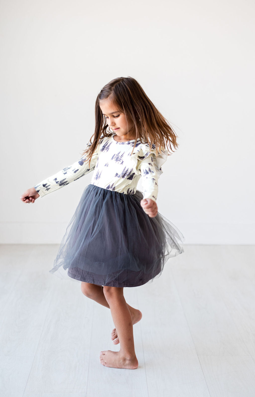 Long Sleeve Tulle Mountain Dress - Gathering Littles