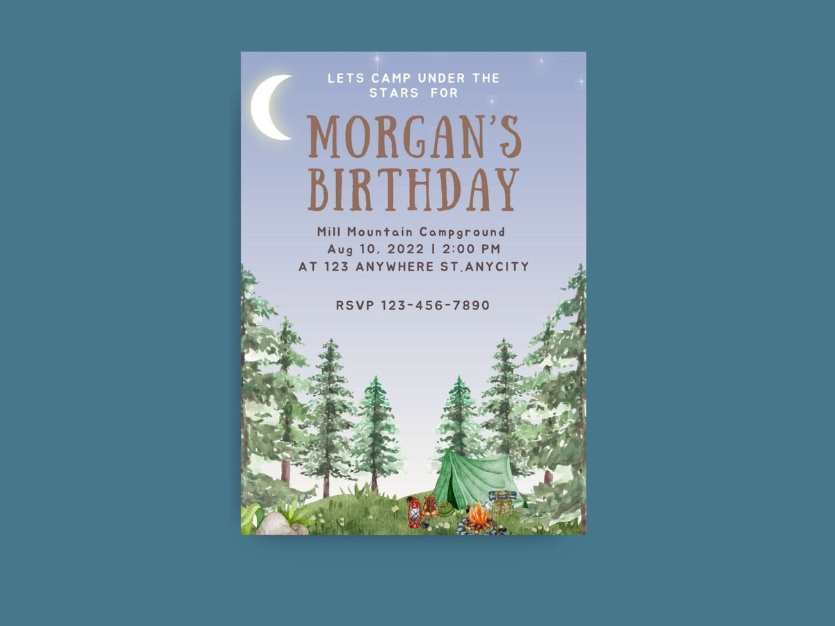 Camping Birthday Invitation, Camping Party Invitation Instant Download, One Happy Camper Birthdayproduct_type