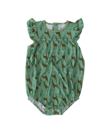 Flutter Sleeve Giraffe Bubble Romper - Gathering Littles