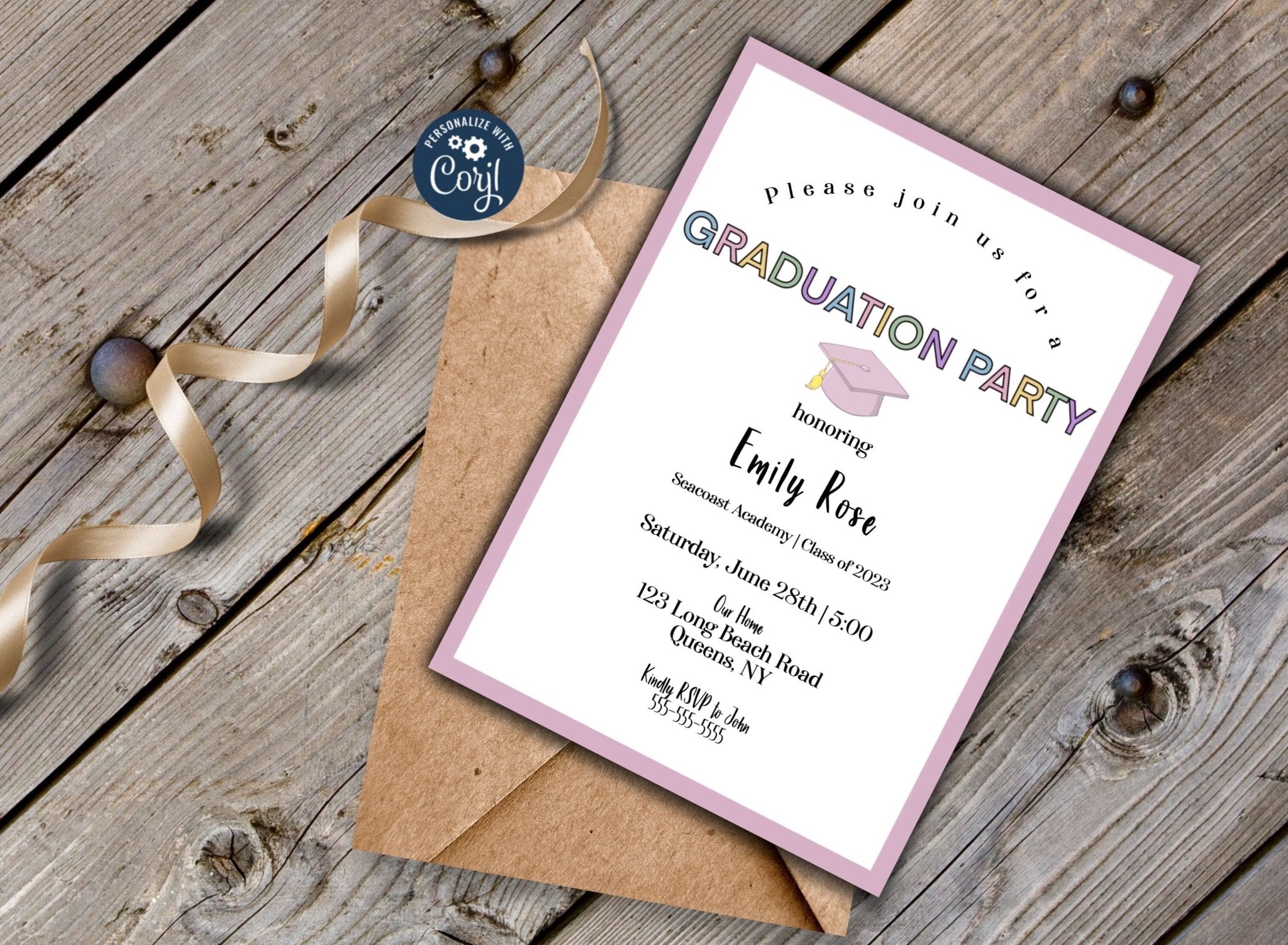 Children’s Graduation invitation template | Graduation party Template | Girl graduation Themeproduct_type