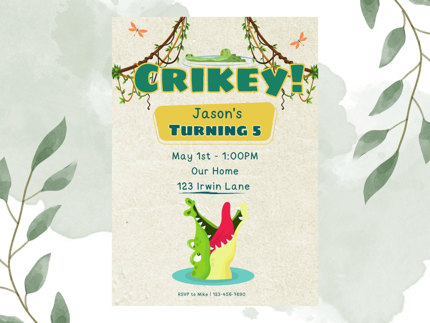 Crikey! Reptile Birthday Invitation, Children&