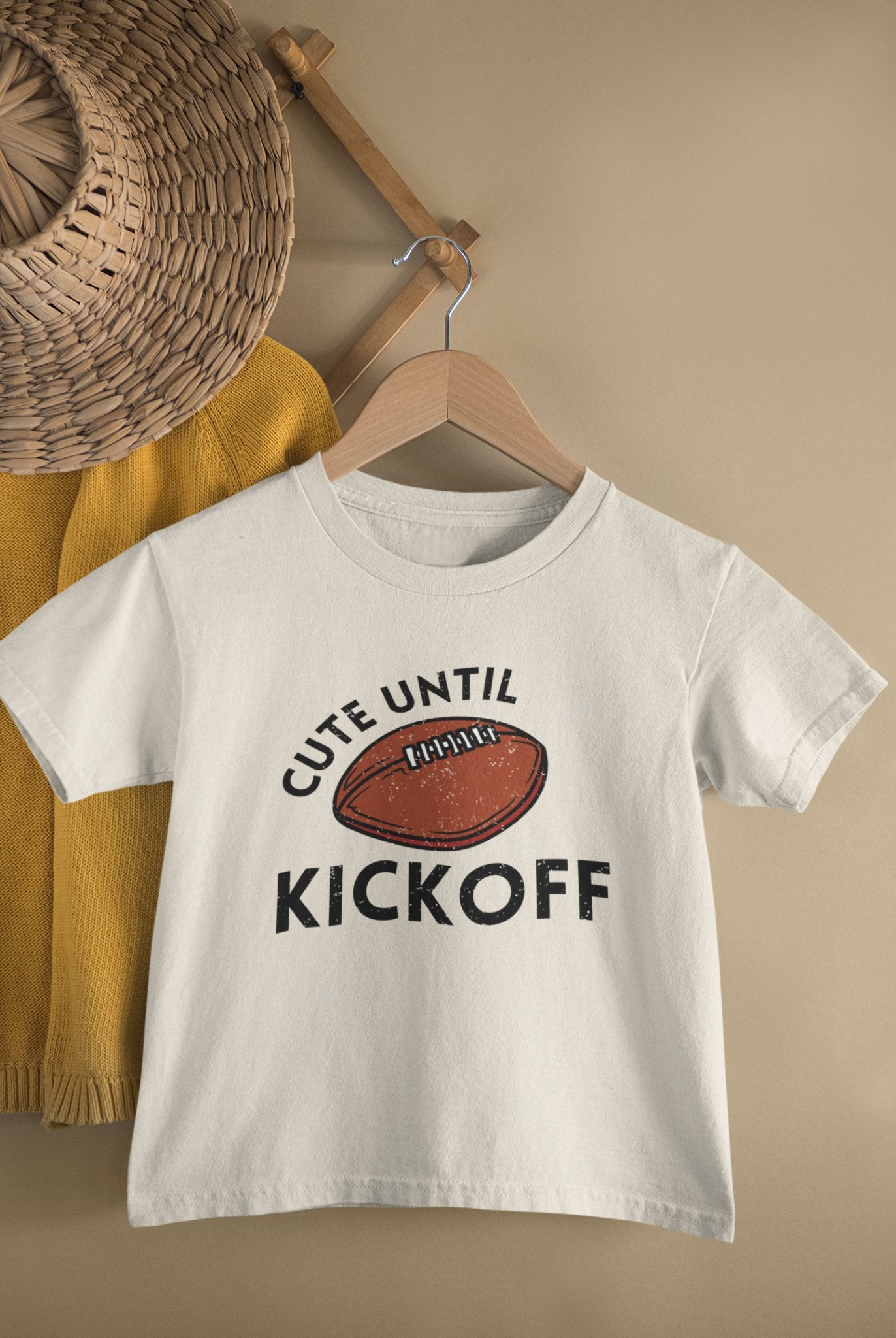 Cute Until Kickoff Baby T-Shirt, Fall Baby Tops, Fall Baby Clothes, Football Baby T-Shirtproduct_type