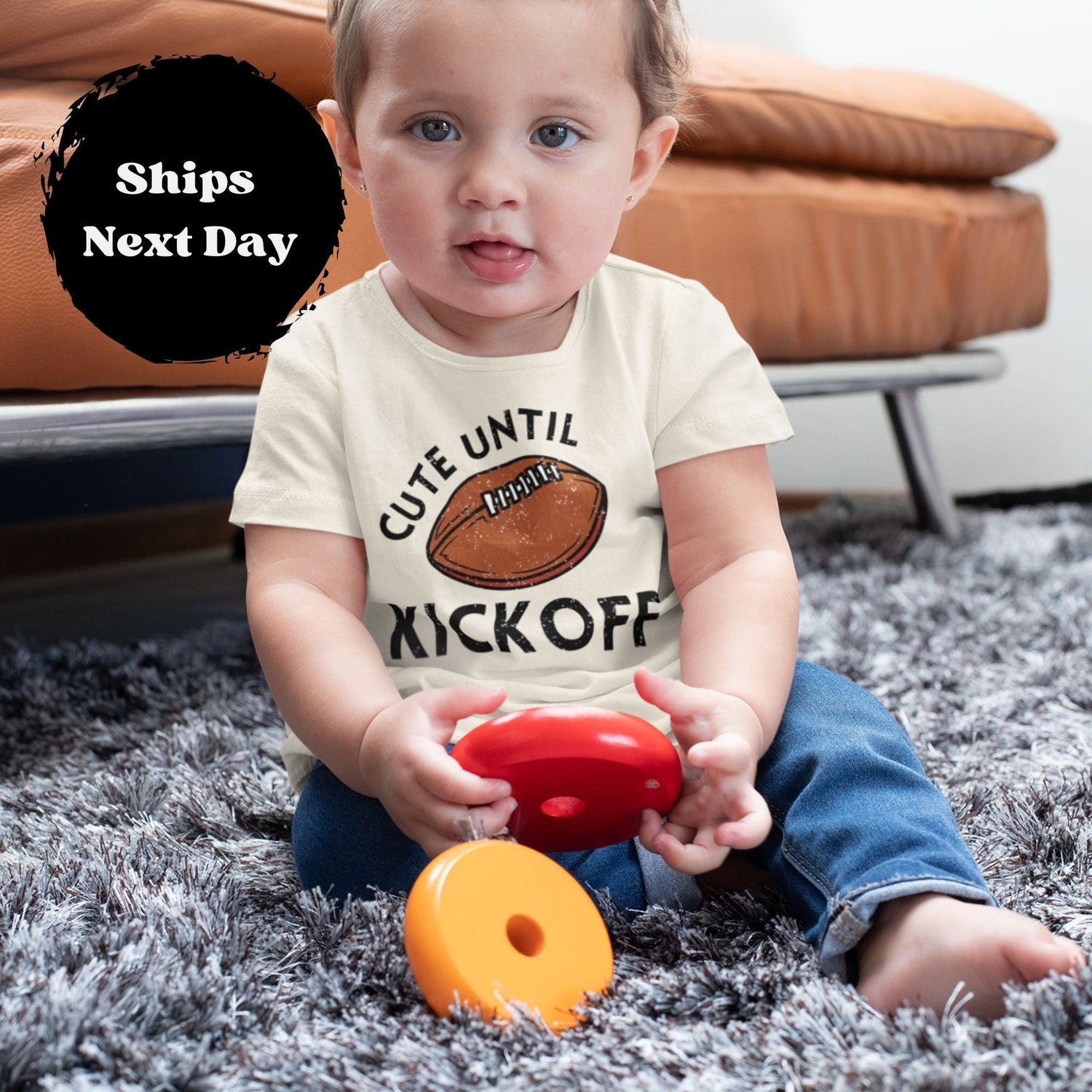 Cute Until Kickoff Baby T-Shirt, Fall Baby Tops, Fall Baby Clothes, Football Baby T-Shirtproduct_type