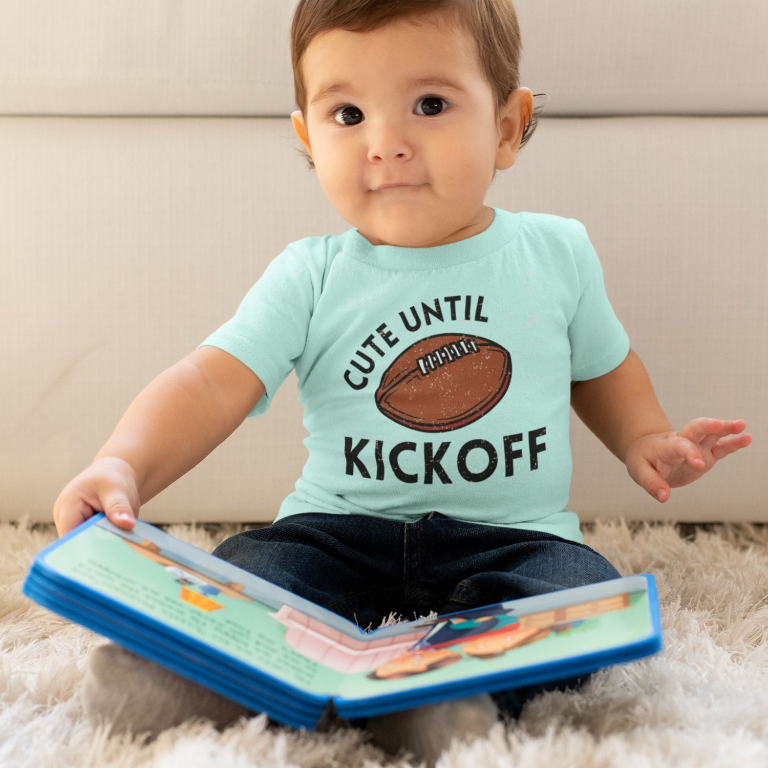 Cute Until Kickoff Baby T-Shirt, Fall Baby Tops, Fall Baby Clothes, Football Baby T-Shirtproduct_type