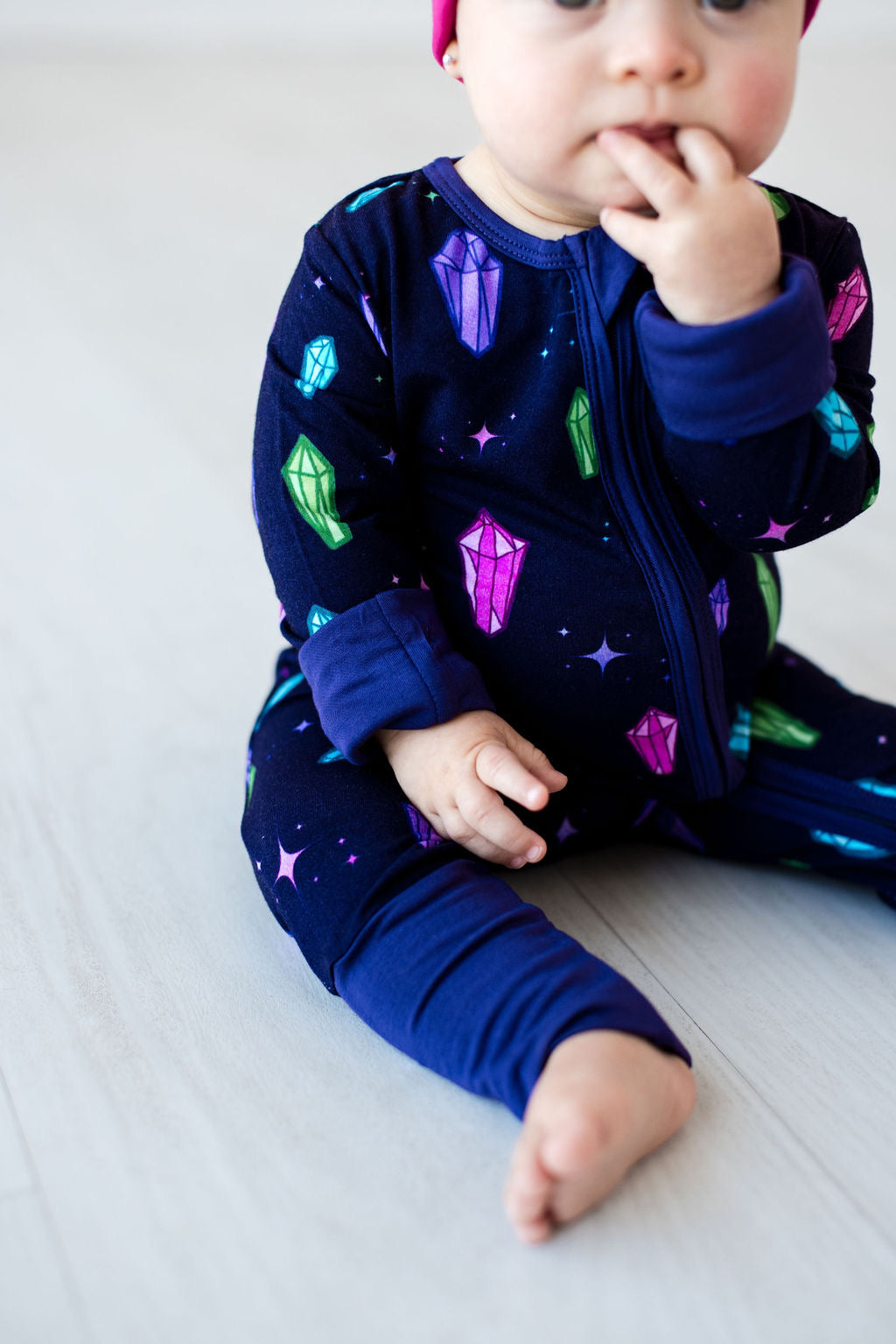 Crystals - Long Sleeve Zipper Sleep Romper - Gathering Littles