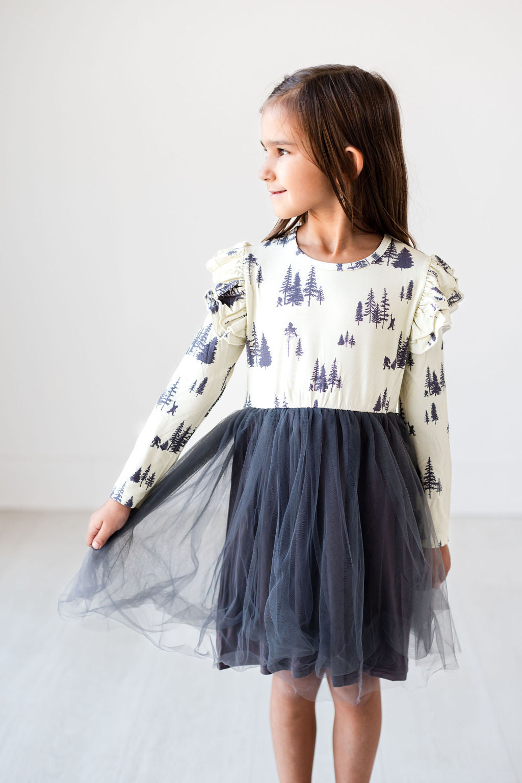 Long Sleeve Tulle Mountain Dress - Gathering Littles